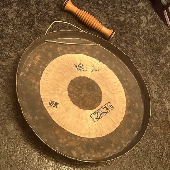 Hand Hammered Tibetan Cast Aluminum Alloy Copper Calming Healing Gong w Mallet - Picture 1 of 9